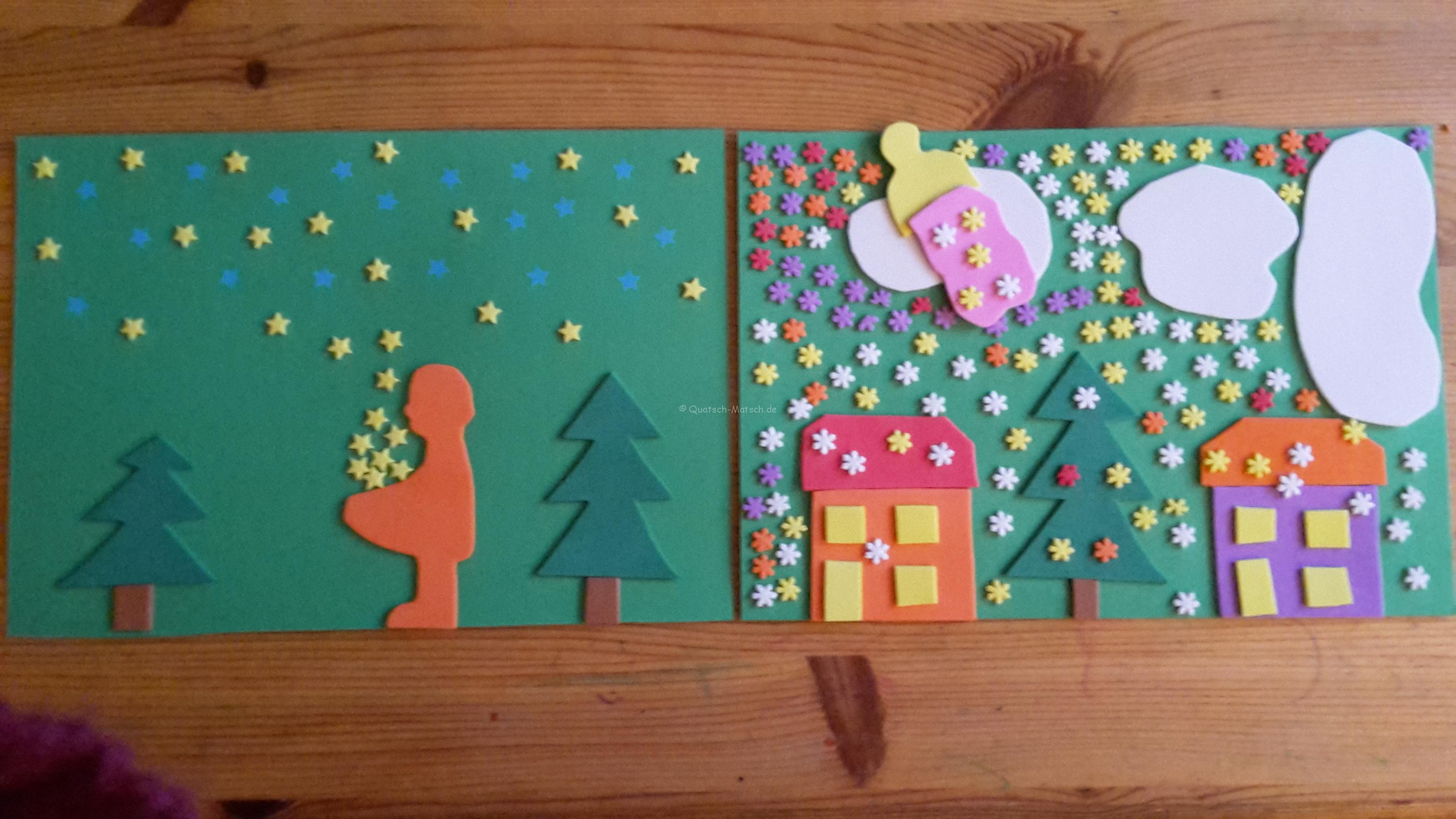 Märchenlandschaft aus Papier und Moosgummi