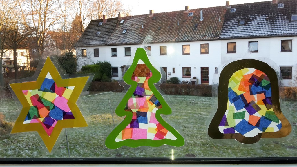 fensterbilder weihnachten selber machen basteln kinder