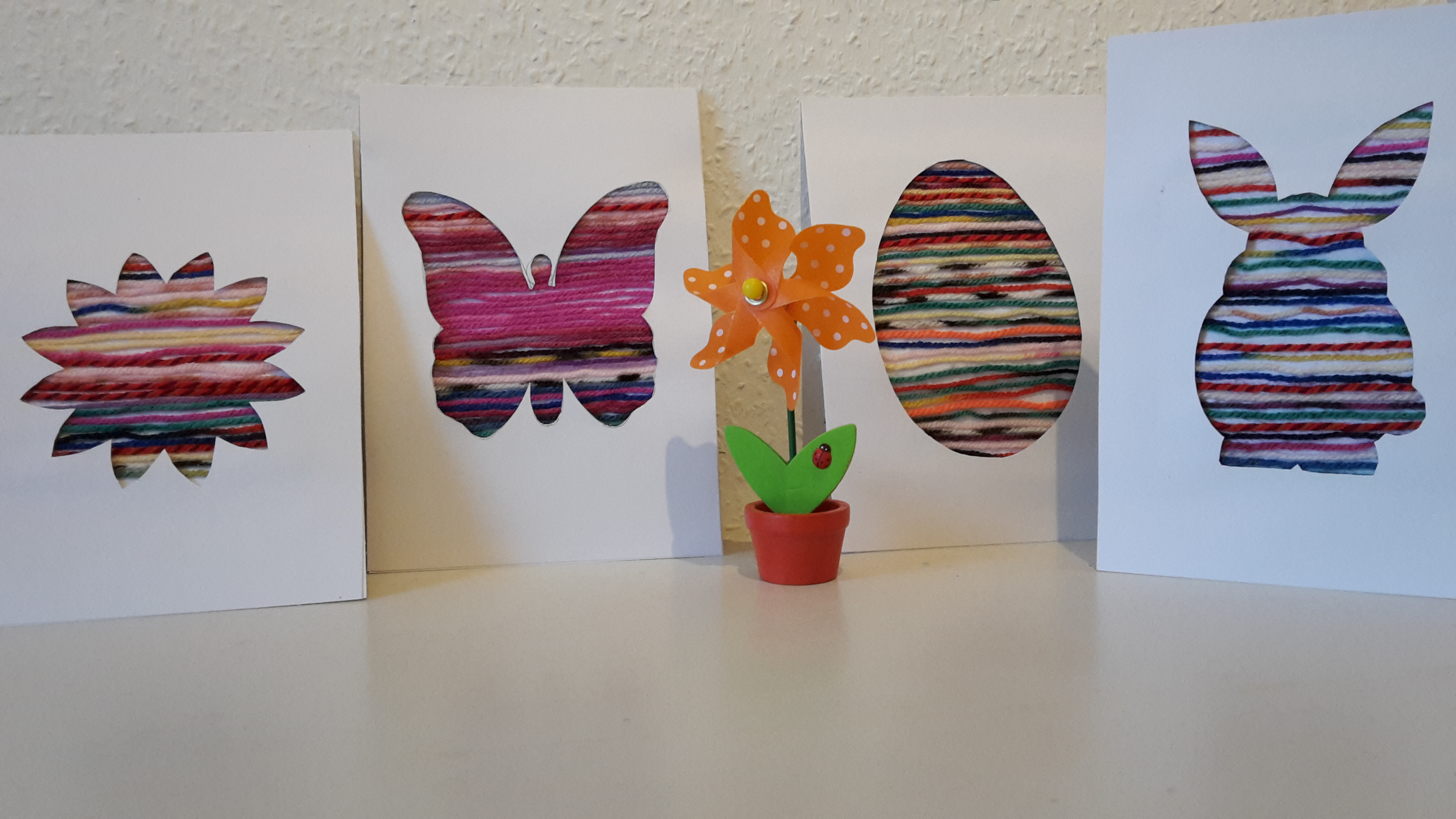 Bunte Fadenbilder zu Ostern – Basteln mit Kinder