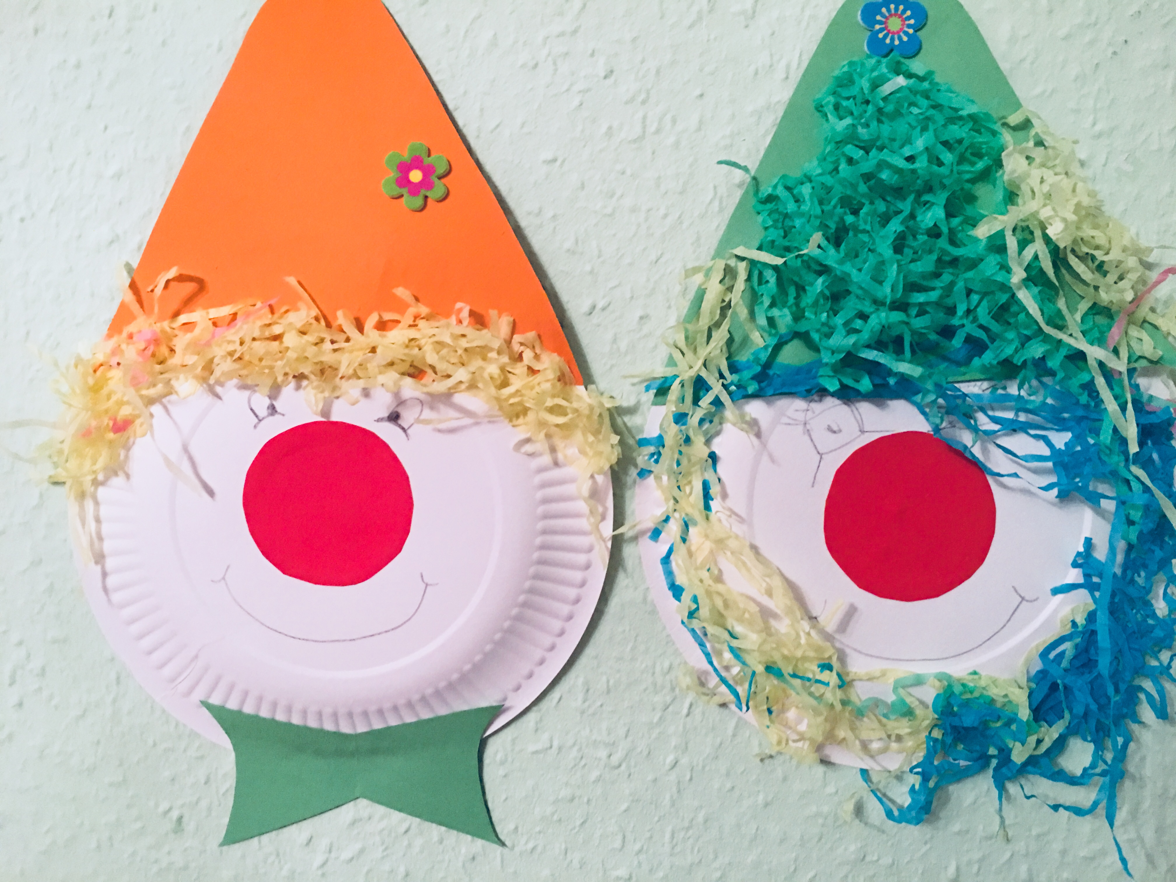 clown aus pappteller basteln kinder fasching karneval