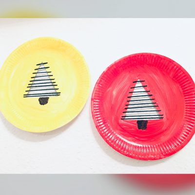 Tannenbäume mit Pappteller – Basteln für Weihnachten