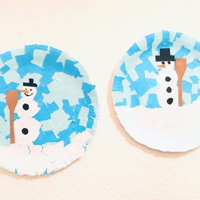 Winterbild aus Pappteller – Basteln im Winter mit Kindern