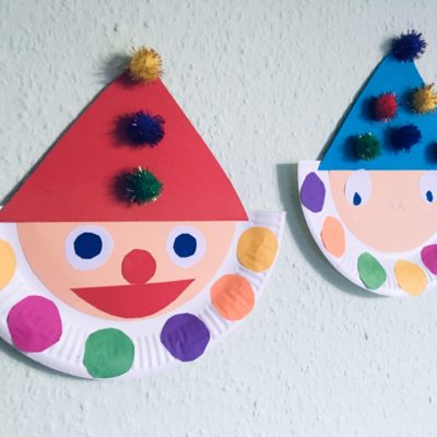 Clown aus Pappteller basteln – Basteln für Karneval