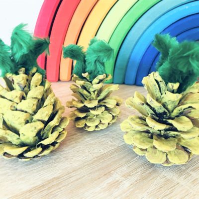 Ananas aus Kiefernzapfen basteln – Basteln mit Kindern