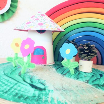 Feengarten aus Pappteller und Pappbecher – Basteln mit Kindern