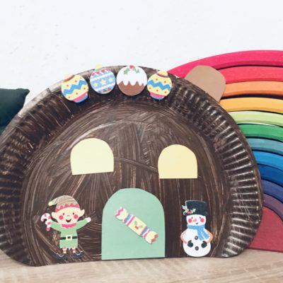 Lebkuchenhaus aus Pappteller basteln